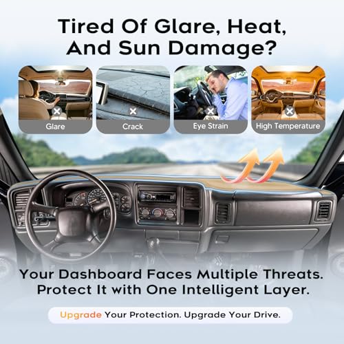 CARTIST Beige Dash Cover for 1999-2006 Chevy Chevrolet Silverado 1500 2500 3500&GMC Sierra,2000-2006 GMC Yukon/Yukon XL/Chevy Suburban Tahoe Avalanche,Anti-Glare UV Protection Dashboard Cover Mat - color: 2)99-06 Silverado(Beige)