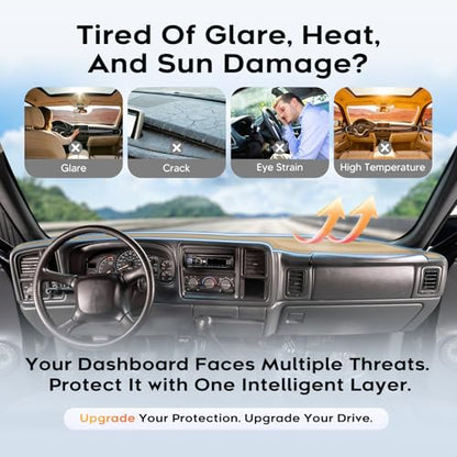 CARTIST Beige Dash Cover for 1999-2006 Chevy Chevrolet Silverado 1500 2500 3500&GMC Sierra,2000-2006 GMC Yukon/Yukon XL/Chevy Suburban Tahoe Avalanche,Anti-Glare UV Protection Dashboard Cover Mat - color: 2)99-06 Silverado(Beige)