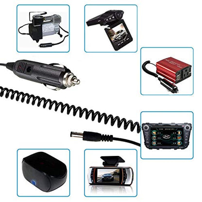 DC 5.5 x 2.1mm/4.0mm x1.7mm Car Charger Connector Cord 12V- 24V Cigarette Lighter Power Supply Adapter Charger Cable for Car Truck Bus Van Boat - Black …
