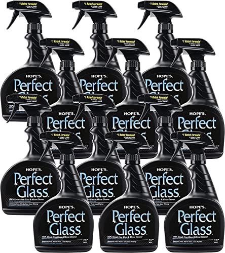 HOPE'S Perfect Glass Cleaner Spray, Streak-Free, Ammonia-Free Window, Mirror, Screen, Tinted Glass, and Shower Door Cleaner, Indoor and Outdoor Glass Surfaces, 32 Fl Oz, Pack of 12 - style: 32 Fl Oz (Pack of 12)