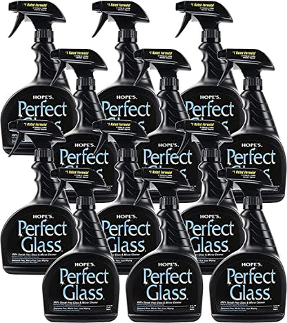 HOPE'S Perfect Glass Cleaner Spray, Streak-Free, Ammonia-Free Window, Mirror, Screen, Tinted Glass, and Shower Door Cleaner, Indoor and Outdoor Glass Surfaces, 32 Fl Oz, Pack of 12 - style: 32 Fl Oz (Pack of 12)