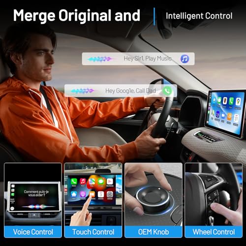 onffo Wireless CarPlay Adapter for iPhone and Android Auto, Convert Wired to Wireless Car Play Adapter for Apple iOS 10+/Android 10+
