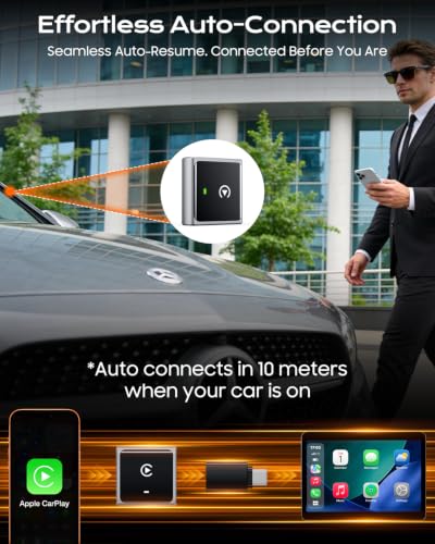 Mini Wireless CarPlay Adapter for iPhone Apple, Converts Factory Wired CarPlay to Wireless, Fast Auto Connect, Low Latency, Plug & Play, Compatible with iOS 10+ & 2015+ Cars, USB-A/C, Gray - color: Gray