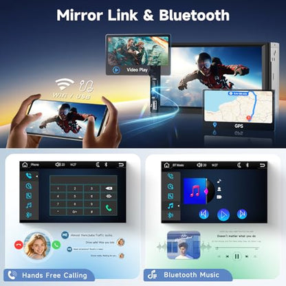Double Din Car Stereo Radio with Wireless CarPlay Android Auto, 7 Inch HD Touch Screen Car Play Audio Receivers with Bluetooth, HD Backup Camera, FM, Mirror Link, USB/Type C/TF/AUX/SWC - style: 7 Inch with carplay