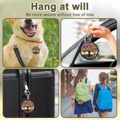 Butterfly Tree Of Life Leather Keychain Case Holder,GPS Tacker With Keychain Ring,Access Card Scratch-Resistant,Finders Accessories For Pets, Luggage, Wallet, Backpacks - color: Butterfly Tree of Life