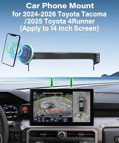 Car Phone Mount for 2024 2025 2026 Toyota Tacoma/2025 4Runner Accessories - size: fit for 2024-2026 Tacoma/2025 4Runner (14 Inch)