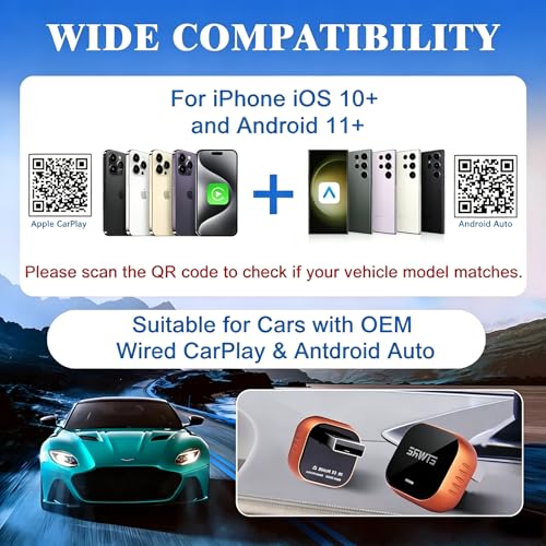 Wireless CarPlay Adapter 2026 for iPhone iOS 10+ – 98% Compatible with Factory Wired CarPlay 2016+, 2.4G/5G Dual Band, No App Required, Plug & Play Auto Reconnect