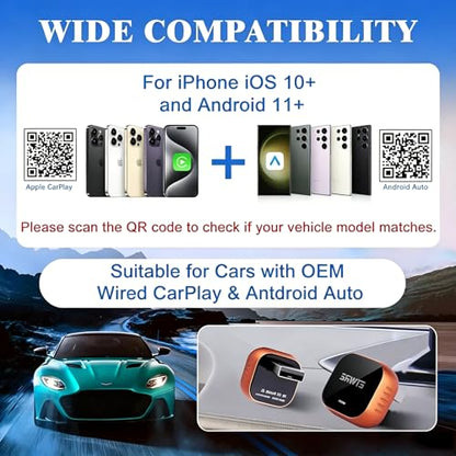 Wireless CarPlay Adapter 2026 for iPhone iOS 10+ – 98% Compatible with Factory Wired CarPlay 2016+, 2.4G/5G Dual Band, No App Required, Plug & Play Auto Reconnect