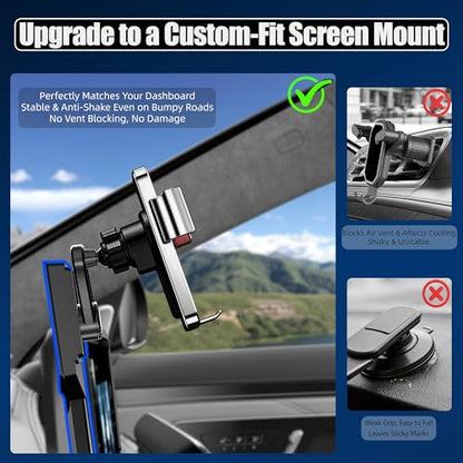Car Phone Mount for 2021-2024 Chevrolet‌ Suburban/Tahoe & GMC Yukon/Yukon XL, Smart Auto-Clamping on 10.2" Touchscreen, 15W Wireless Fast Charging, Premium Aluminum Holder, Without Blocking Airflow - size: for Chevrolet Suburban | 2021-2024