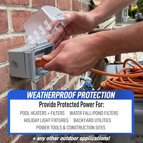 Sealproof 1-Gang Weatherproof In Use Outlet Cover | Horizontal/Vertical Outdoor Plug and Receptacle Protector, Lockable Bubble Cover, UL Extra Duty Compliant, 18 Configurations - color: Clear Frost
