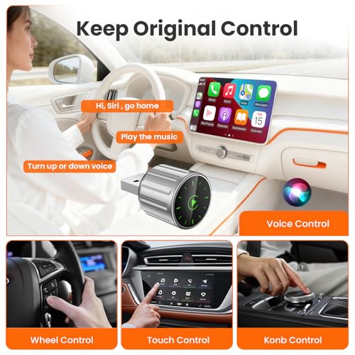 Wireless CarPlay Adapter for iPhone - Plug and Play, Converts Wired to Wireless, Stable Connection Without Delay, Compatible with iOS 10+ & 800+ Car Models, Not for Android 2025 (Silver) - color: silver