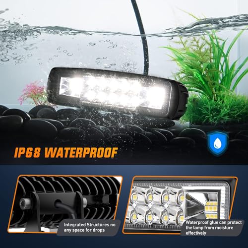Nilight LED Pods 2PCS 6 Inch 60W Flood Spot Beam Combo Light Bar Driving Fog Off Road Lighting 12V 24V for Trucks UTV ATV Marine Boat Golf Cart Trailer - color: 60W Led Pods 2Pcs White