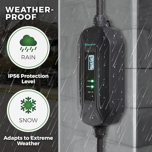 PRIMECOM Level 2 Electric Vehicle (EV) Charger (220V / 240Volt, 16Amp) Portable EVSE Smart Electric Car Charger, 30', 40', and 50 Feet Lengths (NEMA 10-50P, 35 Feet)