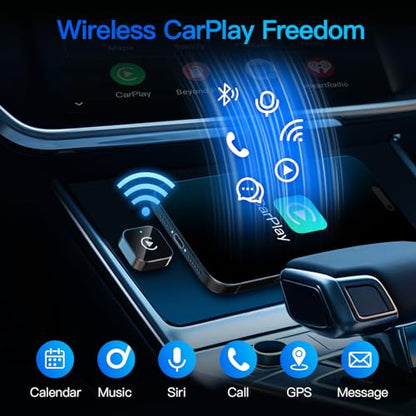 (2026 Upgraded) 2 in 1 Wireless CarPlay Adapter for Apple iPhone＆Android - color: Black