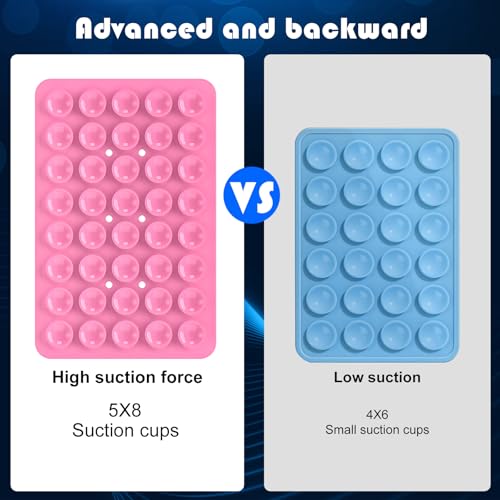 Double Sided Silicone Suction Phone Holder Mount, Silicon Accessory for iPhone and Android, Hands-Free Mirror Shower Phone Holder, TikTok Videos and Selfies (Pink+White) - color: Pink+White