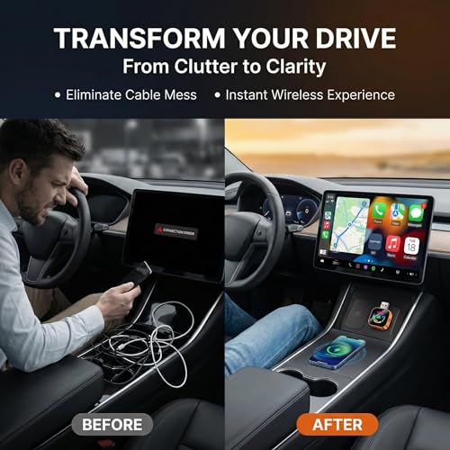 2026 Wireless CarPlay Adapter, Upgraded Wired to Wireless, Supports CarPlay & Android Auto, Plug and Play, Fast Auto Reconnect, Stable Contrl, Zero Lag, Heat Dissipation, Noiseless Car Use - color: Orange