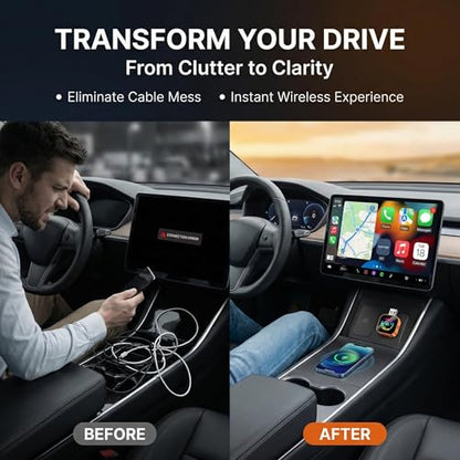 2026 Wireless CarPlay Adapter, Upgraded Wired to Wireless, Supports CarPlay & Android Auto, Plug and Play, Fast Auto Reconnect, Stable Contrl, Zero Lag, Heat Dissipation, Noiseless Car Use - color: Orange