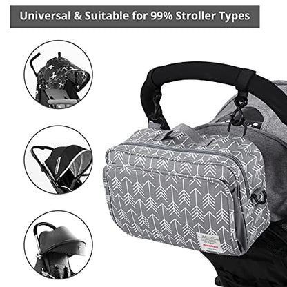 GOGOSO Universal Stroller Caddy Accessories All-in-One Baby Organizer with Insulated Pocket,Capacity for Diapers, Toys & Snacks, Dark Gray - color: arrow