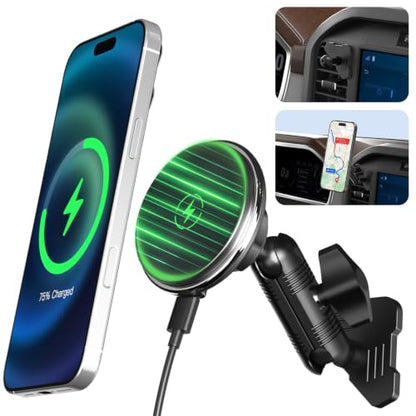 Surfcabin Magnetic Car Vent Wireless Charger Phone Mount for 2021-2026 F150 - style: Compatible with F150 2021-2026 with Charging-Magnetic