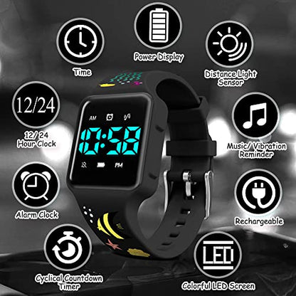 BEN NEVIS Potty Training Watch, Digital Toddler Watch with Countdown/Music/Alarm Clocks/Vibration Reminder and Waterproof, Remind Toddler to Go to The Toilet - color: 11-Black-Ocean