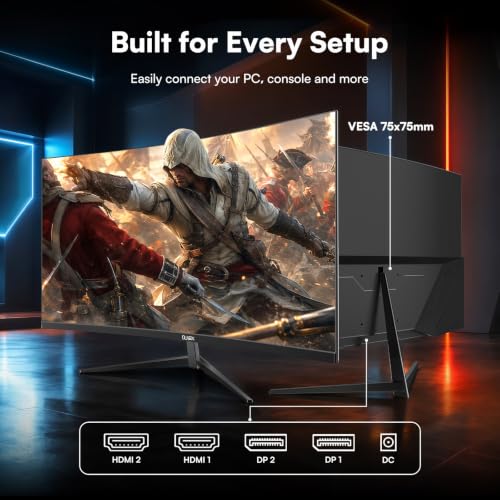 32 Inch Curved Gaming Monitor, QHD 1440P, 165Hz | VA Computer Screen, 1500R, 3500:1 Contrast Ratio, 98% sRGB, HDR10, 16.7M, Frameless Design for PC and Console, HDMI, DP, VESA - size: 32 inch