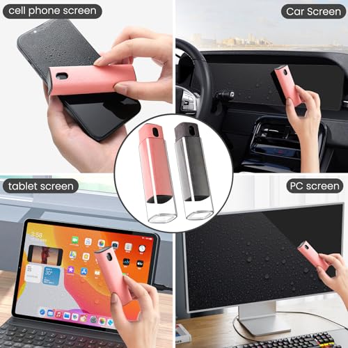CUIUD Touchscreen Screen Cleaner Kit 2 Pcs, Phone, Tablet and Car Screen Cleaner, Two in One Spray and Microfiber Cloth(Grey&Pink) - color: Pink+Grey