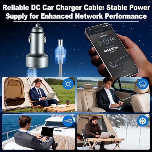 LivTee Car Adapter for Starlink Mini, 3-in-1 Car Charger and DC Power Cable with Cigarette Lighter Adapter, 12V-24V Digital Display, QC 3.0 30W and PD 45W Ports, 16AWG Cable for Car Accessories(10FT) - size: Starlink Adapter