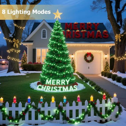 Tcamp 33ft 100LED Battery Operated Green Christmas Lights with Remote Timer - color: Green, size: 33ft 100LED