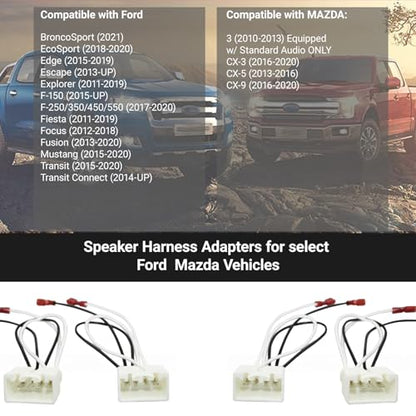 4 PCS Car Door Speaker Wiring Harness, 72-5602 Audio Speaker Wire Cable Compatible with Ford Focus F-150 F-250 EcoSport Mazda 3 CX-5 CX-9 Speakers Adapter Connector Adaptor Plug