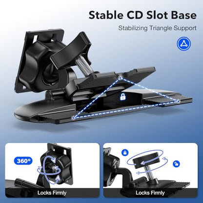 CD Slot CarPlay Screen Mount for 7–10.5" Displays, Stable Anti-Vibration Holder for CarPlay & Android Auto Screens, Wide Compatibility, Secure and Easy Installation