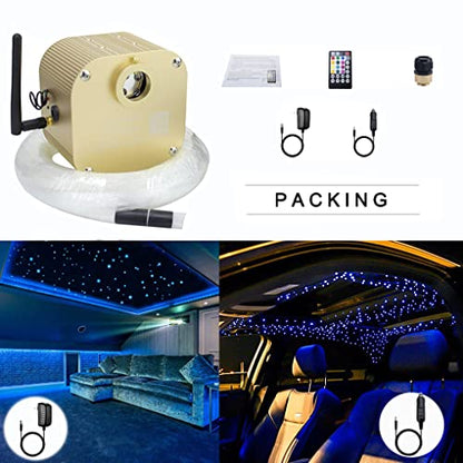 AZIMOM Bluetooth Control 16W Twinkle Fiber Optic Lights Star Ceiling Lighting Kits 450pcs0.03in 9.8ft Fiber Strands RGBW Music Mode Light Engine for Home Indoor Car Interior Decoration - size: Star+450pcs*0.03in*9.8ft