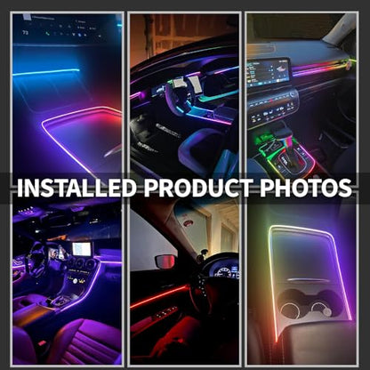 Ambient Lighting Car Led Lights Interior Kit,10 in 1 RGB Music Sync Acrylic Led Lights for Car Interior,175 inches Fiber Optic Neon Accent Strip Night Ambiance Footwell Lighting with Wireless APP - size: 10 in1(1*43.3inch+4*29.5inch+1*13.8inch+4*footwell