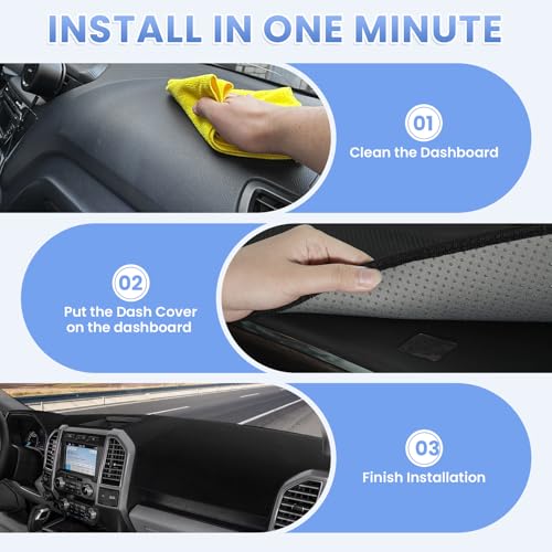 Sunsdrew Dash Cover for Ford F-150 F150 2015-2020 Dashboard Mat Without HUD - size: 15-20 F-150 Dash Cover