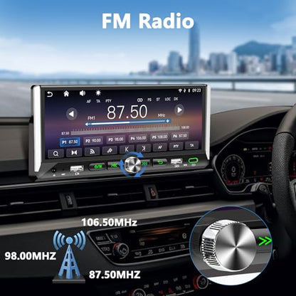 Single Din Car Stereo with Wireless Apple Carplay Android Auto 6.9'' Touchscreen 50W x 4 Output Car Radio bluetoothBackup Camera Mirror Link Navigation USB Type-C Fast Charging FM/AM EQ SWC
