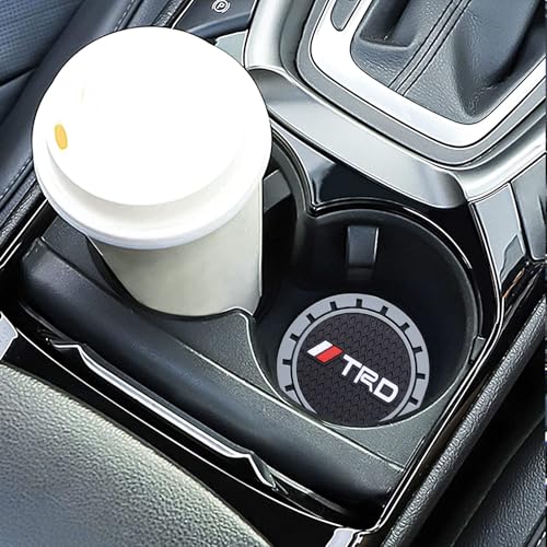 Car Cup Holder Coaster for Toyota TRD Sequoia Tundra 4Runner Recessed Silicone Cupholder Coaster Interior Accessories 2.75IN 2Pack - color: Gray-06
