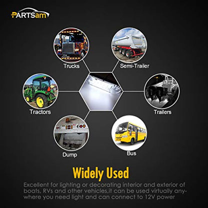 Partsam 4" Ultra-Thin-Line White 9 LED Utility Light Bar, Sealed Clear Lens Marine Boat Lights, Trailer Car RV Camper Car Pickup Dome Lighs, Marker Lights, Under Hood Lights