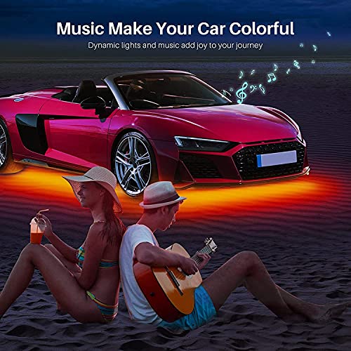 Smart RGB Car Underglow Kit with App & RF Remote - IP67 Waterproof, 16 Million Color LED Light Strips, Music Sync, Universal Fit for All Cars, Trucks, Vans - 12V DC Exterior Lighting