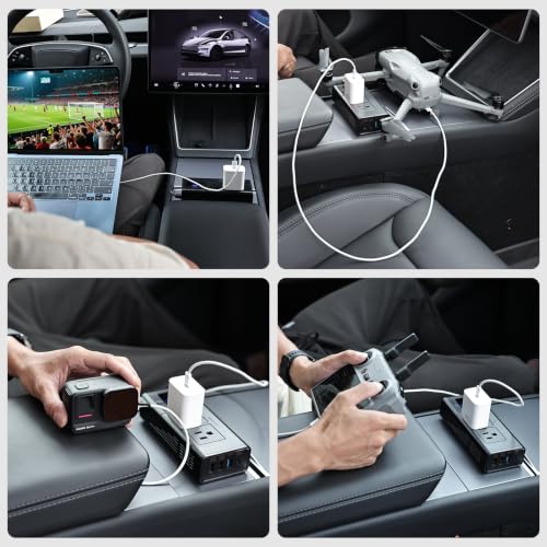 200W Car Power Inverter DC 12V to 110V AC Outlet fit for Tesla/Car/Truck