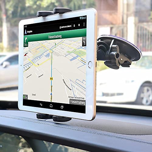 Car Windshield Tablet Mount Holder for 4-13" iPad Device, 360° Rotation Car Window Heavy Duty Suction Cup Tablet Holder for iPad Pro 12.9 10.5 9.7, iPad Air Mini, Samsung Tab, Kindle Fire