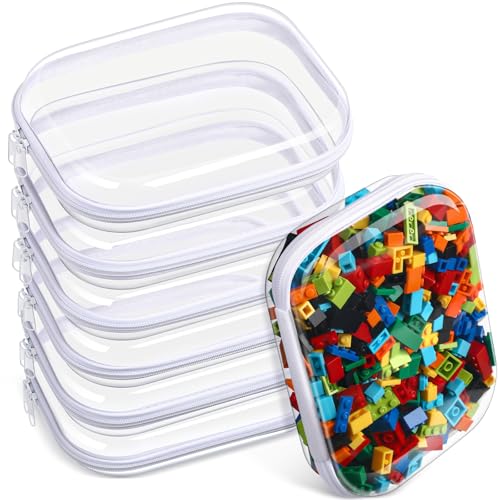 Sanwuta 6 Clear Hard Zipper Case, Clear, 7.87 x 5.9 x 2 Inch - color: White, size: 7.87 x 5.9 x 2 Inch