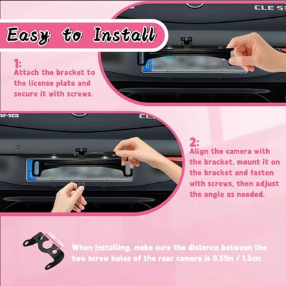 HAIOLORPRO Backup Camera License Plate Mount 2PCS, No-Drill Universal Car Rear View Camera License Plate Bracket, 170° Adjustable Rear View Camera Compatible with Sedan, SUV, Truck