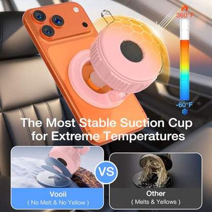 Vooii Phone Holders for Your Car for Magsafe Car Mount (130LB Ultra Suction Cup & 360° Adjustable) Vacuum Cell Phone Car Mount, Magnetic Car Phone Holder for Dashboard/Windshield for iPhone & Android