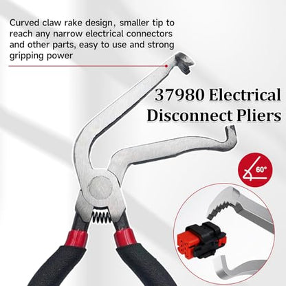 Electrical Disconnect Pliers, Electrical Connector Separator, Electrical Disconnect Pliers for Cars 60 Degree,37980, Automotive Fuel Line Petrol Pipe Removal Tools, Push Tab Plugs Style - style: 60 Degree Pliers+Separator