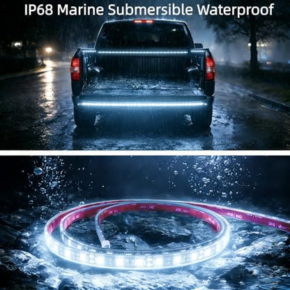 12V Marine Boat LED Light Strip Super Bright, 2 Pack 2FT IP68 Fully Waterproof RV Front Cap Lights, Golf Cart Underglow Roof Lights Strip for Truck ATV UTV SUV Car Pickup Trailer, Cuttable, White - color: White, size: 2FT
