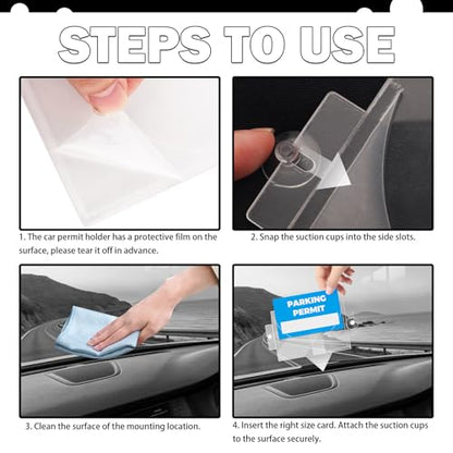 Acrylic Car Parking Permit Holder with Suction Cups,Transparent Curved Parking Pass Holder for Car Windshield for Clear Permit Display,Universal Cars Windshield Sticker Holders
