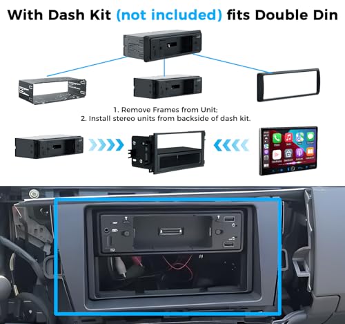 PLZ Single Din Car Stereo Wireless Apple Carplay Android Auto Radio, 10.1" Car Play Touch Screen, Bluetooth 5.3 Car Audio Receiver, 4.2 Channel 240W, Subwoofers, Backup Camera, Navigation, FM/AM, SWC - size: 10.1"