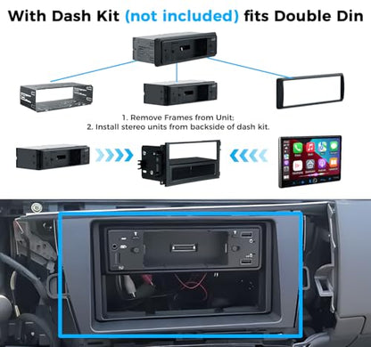 PLZ Single Din Car Stereo Wireless Apple Carplay Android Auto Radio, 10.1" Car Play Touch Screen, Bluetooth 5.3 Car Audio Receiver, 4.2 Channel 240W, Subwoofers, Backup Camera, Navigation, FM/AM, SWC - size: 10.1"