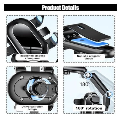 Sun Visor Car Phone Holder, Multifunctional Adjustable Rearview Mirror Cell Phone Holder for Car Home Kitchen, 360° Rotatable and Retractable Car Phone Mount Compatible with Most Cell Phones (Green) - color: Green