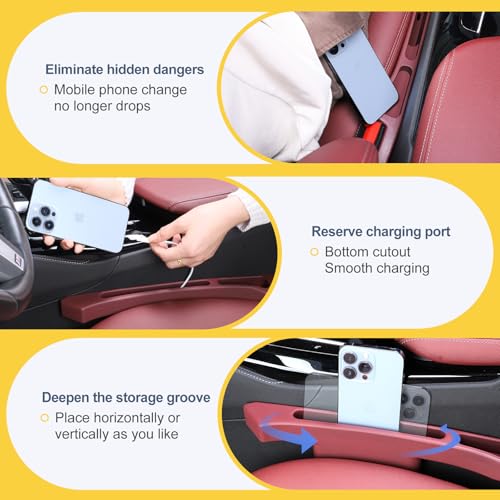 Car Seat Gap Filler 2 Pack，Seat Gap Filler Between Seat and Console,No Drop Gap Filler with Storage,Universal Fit Car Gap Filler for Car SUV Truck Auto Accessories（Wine Red） - color: Wine Red
