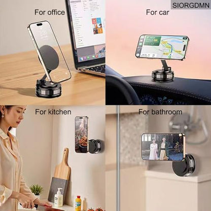 Vacuum Magnetic phone holders for your car dashboard,360°Rotatable Adjustable cell phone stand,Foldabl Magsafe Car Mount with Vacuum Suction Cup for Cars/Gym/Mirror/Smooth Surface iOS Android,Black